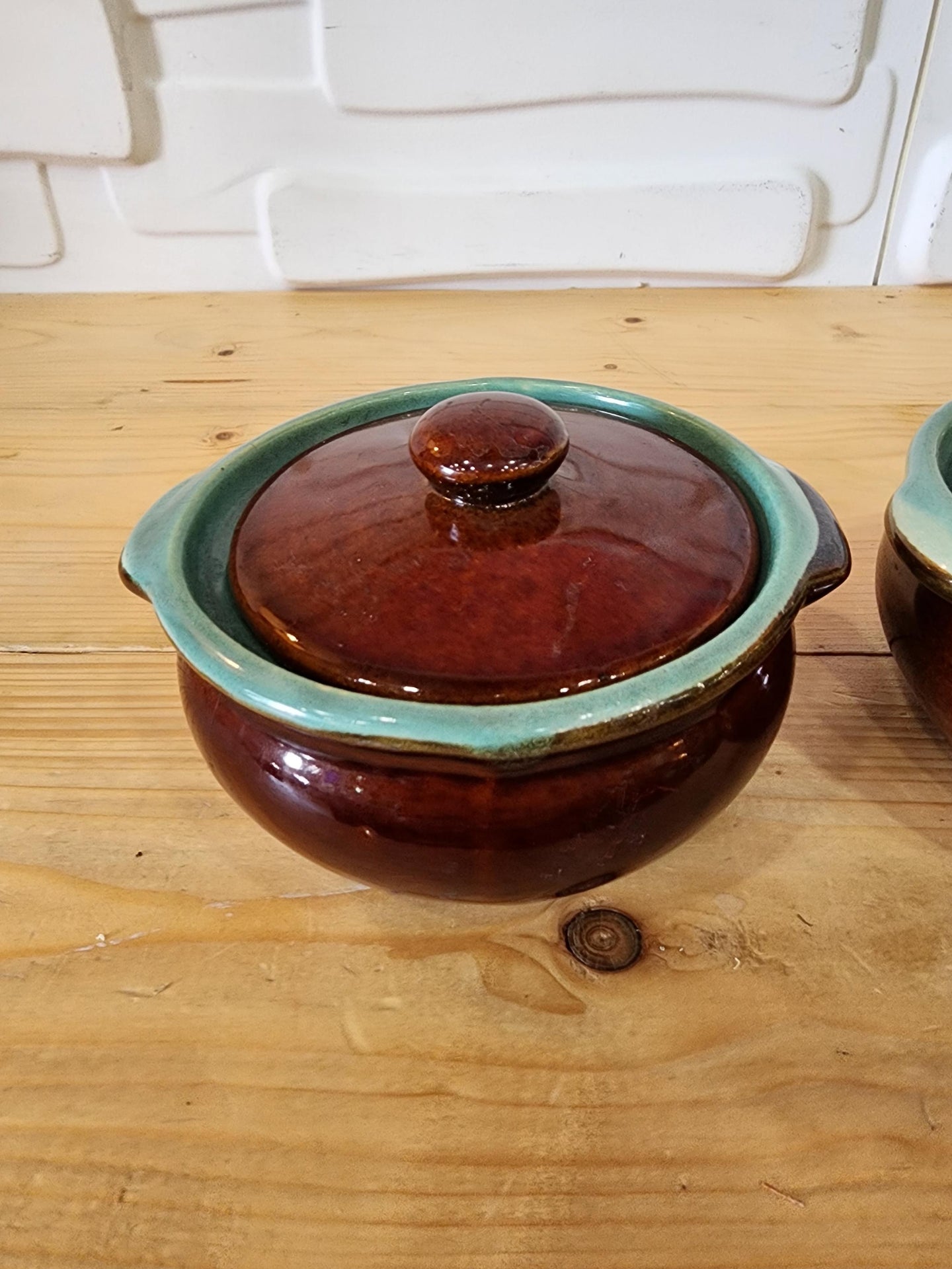 Vintage Brown Glazed Pottery Individual Casserole Dish