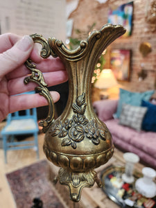 Vintage Art Nouveau Brass Plated Mini Pitcher / Vase