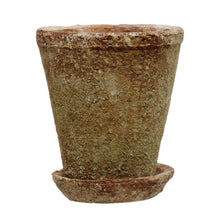 Load image into Gallery viewer, Distressed Cement Planter with Saucer