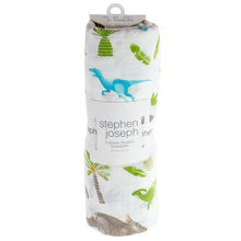 Load image into Gallery viewer, Cotton Muslin Swaddle Blanket - Dino