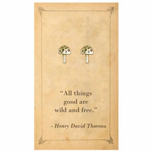 Load image into Gallery viewer, Literary Quote Earrings - Mushrooms