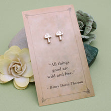 Load image into Gallery viewer, Literary Quote Earrings - Mushrooms