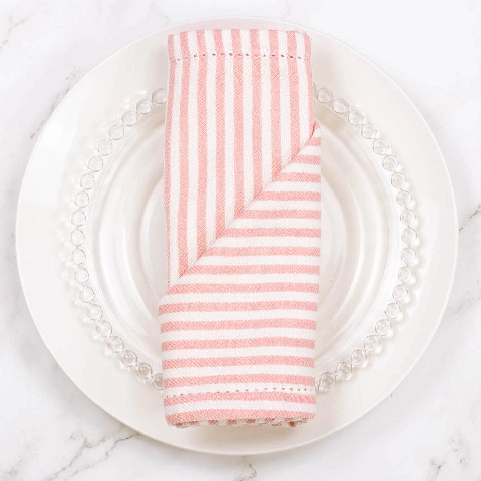 Madison Stripe Napkin - Pink/White