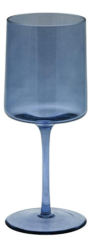 Mid Century Modern Wine Glass - Blue