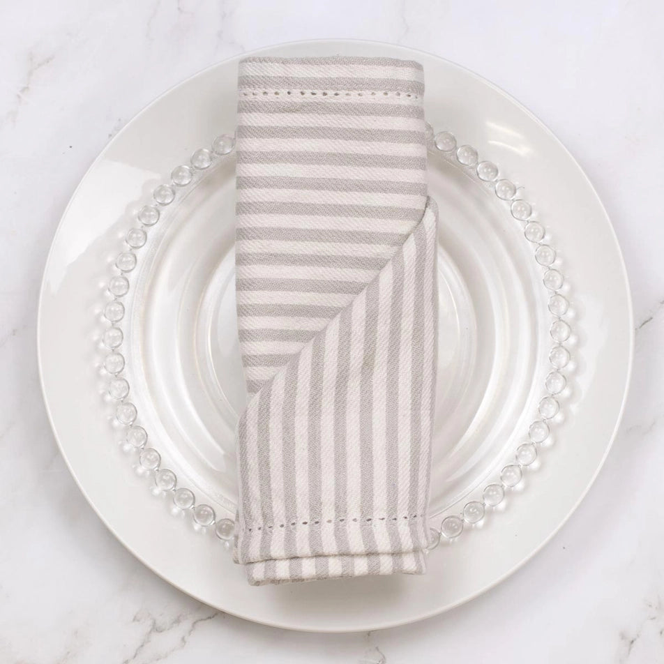 Madison Stripe Napkin - Gray/White