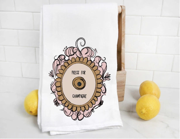 Cotton Tea Towel - Press For Champagne