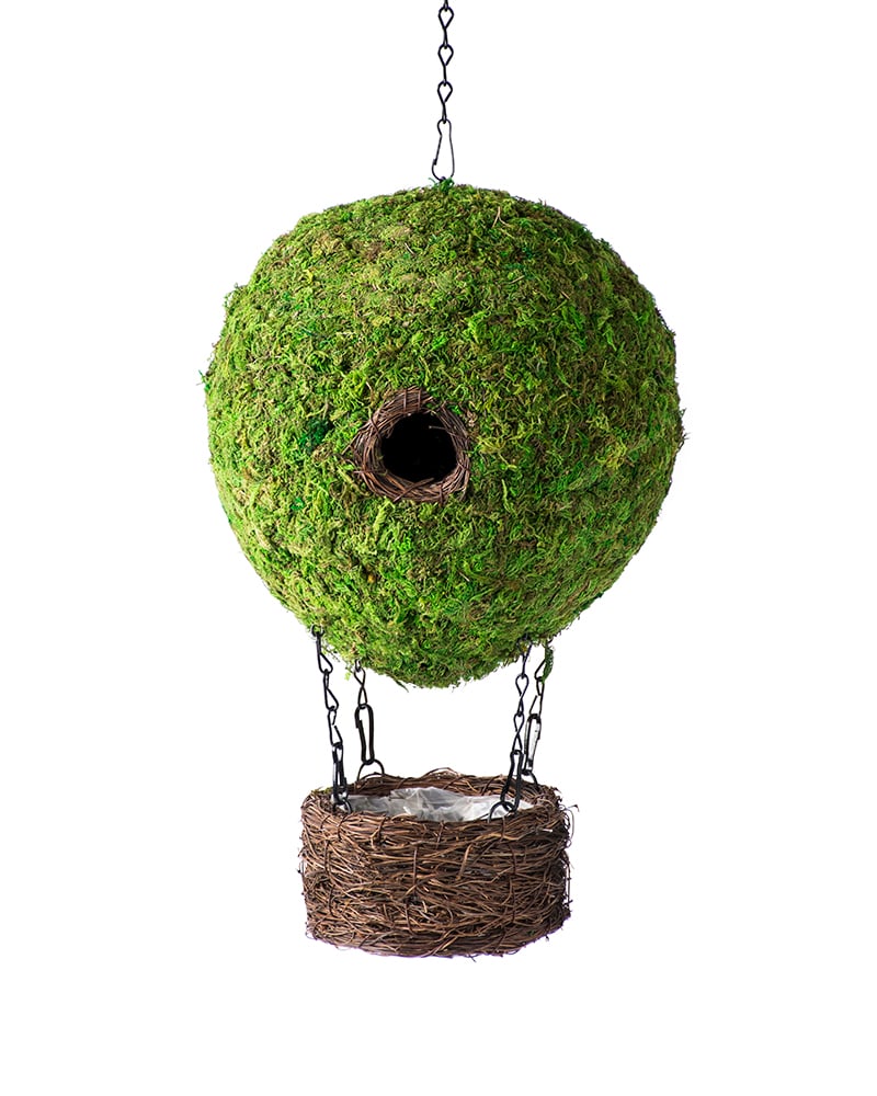 Mossy Hot Air Balloon Birdhouse and Planter