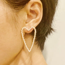Load image into Gallery viewer, Pearl Encrusted Heart Earrings