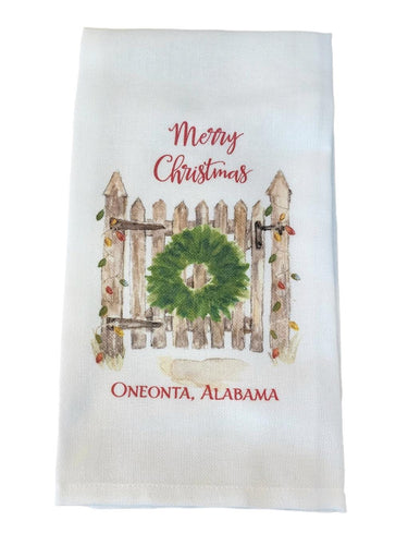 Cotton Tea Towel - Merry Christmas Oneonta, Alabama