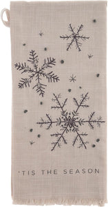 Embroidered Tea Towel - Tis The Season + Snowflake