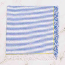 Load image into Gallery viewer, Cloth Napkin - Blue &amp; White Seersucker Fringe