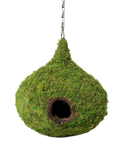 Mossy Raindrop Woven Birdhouse