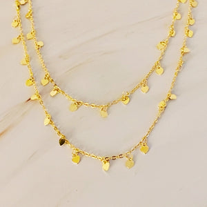 Long Mini Hearts Gold Necklace