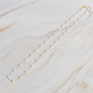 Long Pearl Heart Necklace