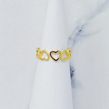 Load image into Gallery viewer, Gold Plated Open Hearts Ring