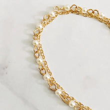 Load image into Gallery viewer, Layered Gold Plated Pearl Chain Heart Bracelet