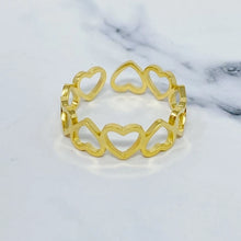 Load image into Gallery viewer, Gold Plated Open Hearts Ring