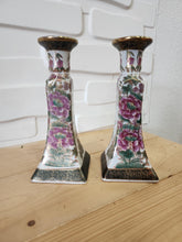 Load image into Gallery viewer, Vintage Chinese Porcelain Chinoiserie Candle Holders