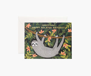 Sloth Happy Belated Birthday Greeting Card
