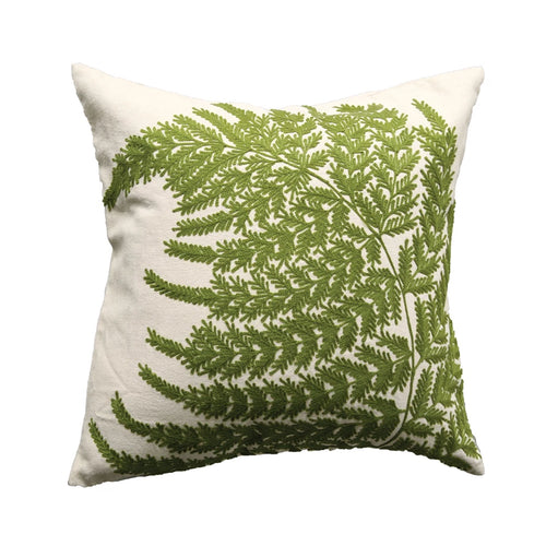 Fern Fronds Embroidered Pillow
