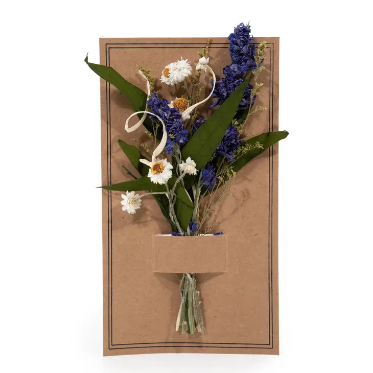 Mini Dried Floral Bouquet - Eucalyptus and Purple Larkspur