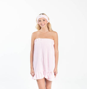 Plush Spa Wrap with Ruffle - Light Pink