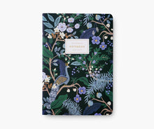 Load image into Gallery viewer, Set of Three Stitched Notebooks - Peacock