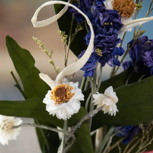 Mini Dried Floral Bouquet - Eucalyptus and Purple Larkspur