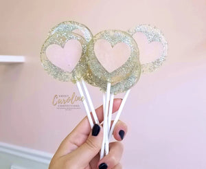 Lollipop -Silver and Pink Heart Champagne