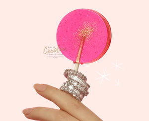 Lollipop - Pink with Gold Glitter Sparkle Watermelon