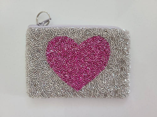Hand Beaded Coin Purse - Say I Love You In Pink