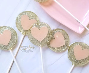 Lollipop -Silver and Pink Heart Champagne