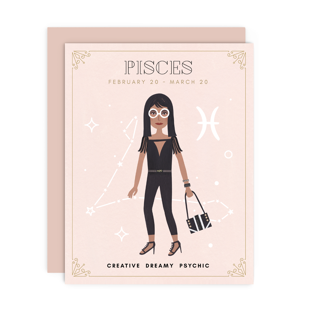 Pisces Zodiac Babe Greeting Card
