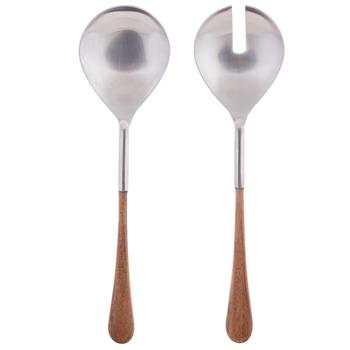 Salad Servers - Acacia Wood and Stainless Steel