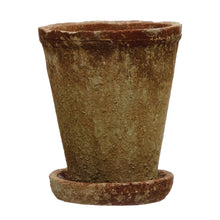 Load image into Gallery viewer, Distressed Cement Planter with Saucer