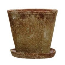 Load image into Gallery viewer, Distressed Cement Planter with Saucer