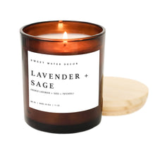 Load image into Gallery viewer, Sweet Water Decor - Lavender + Sage Soy Candle in Amber Glass