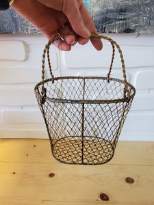 Vintage Mesh Brass Toned Metal Basket