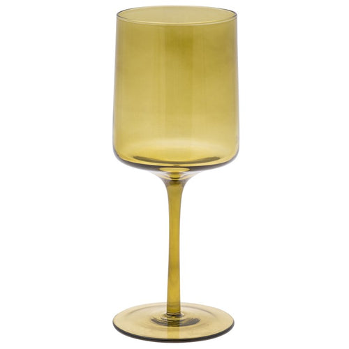 Mid Century Modern Wine Glass - Olive