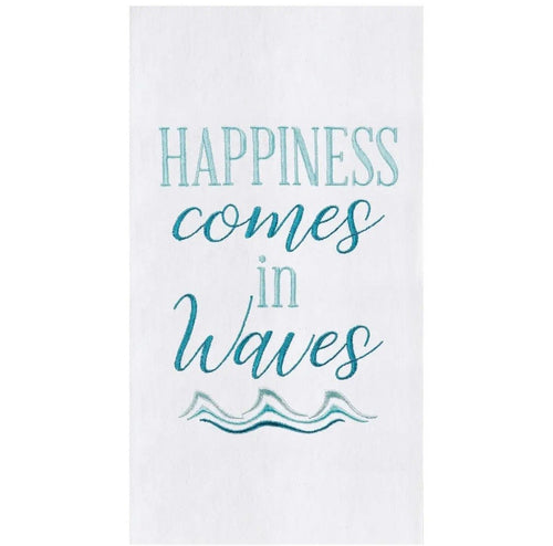 Happiness Comes in Waves Tea Towel
